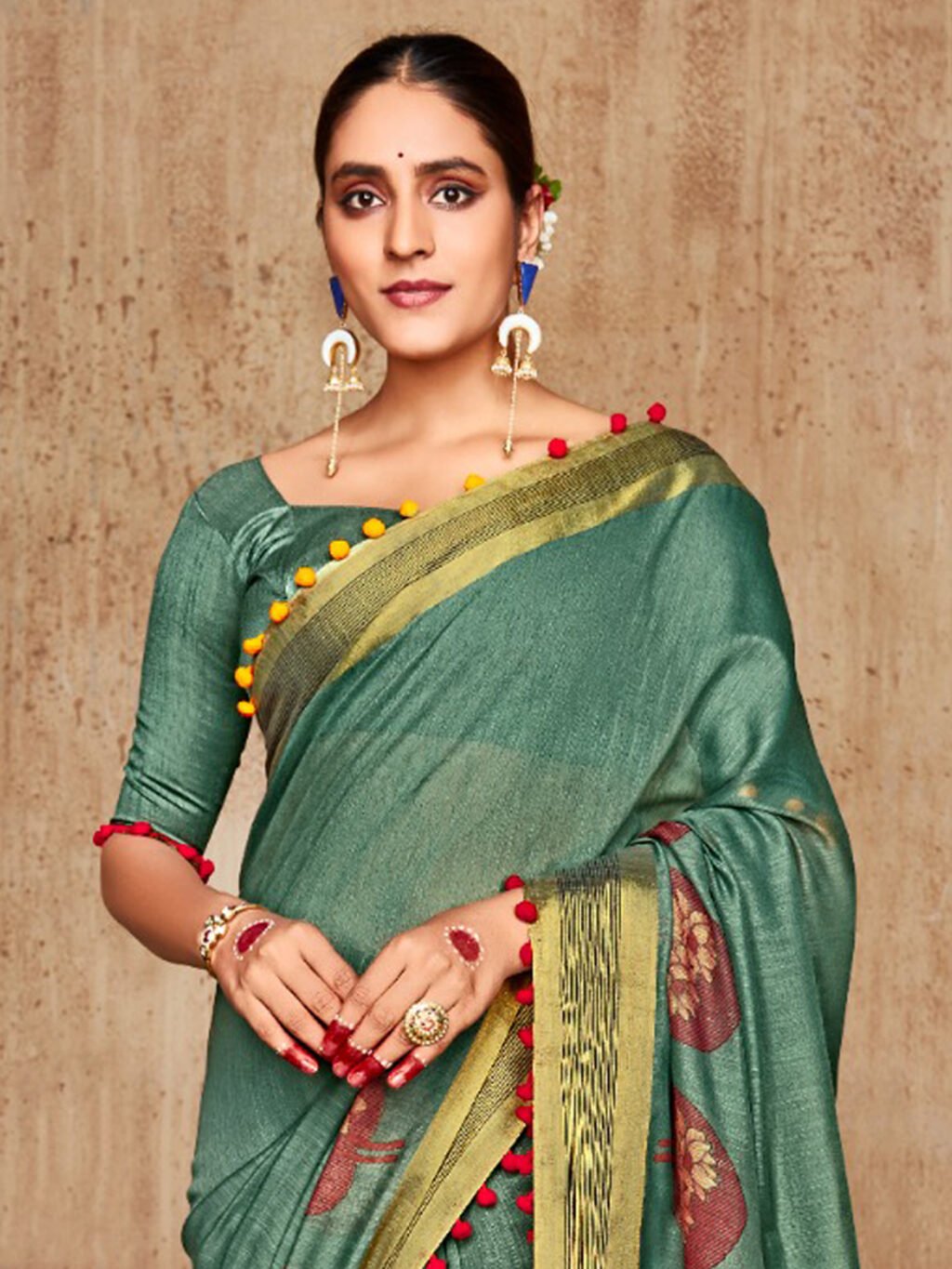 showcasing the beauty and craftsmanship of Party Wear Saree.