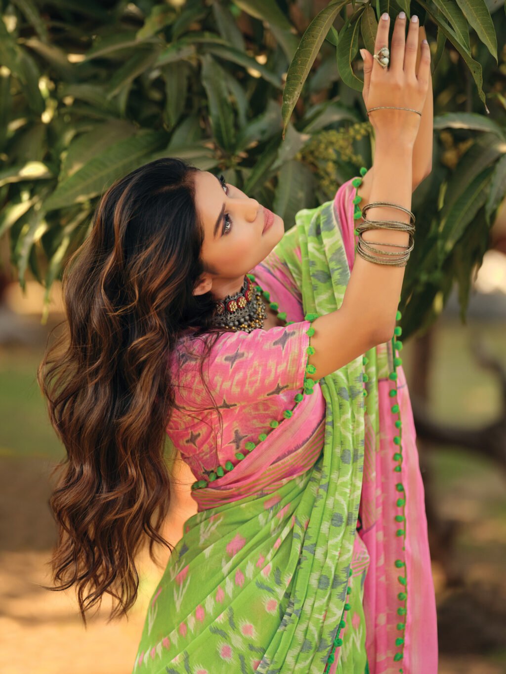 showcasing the beauty and craftsmanship of Silk Saree.