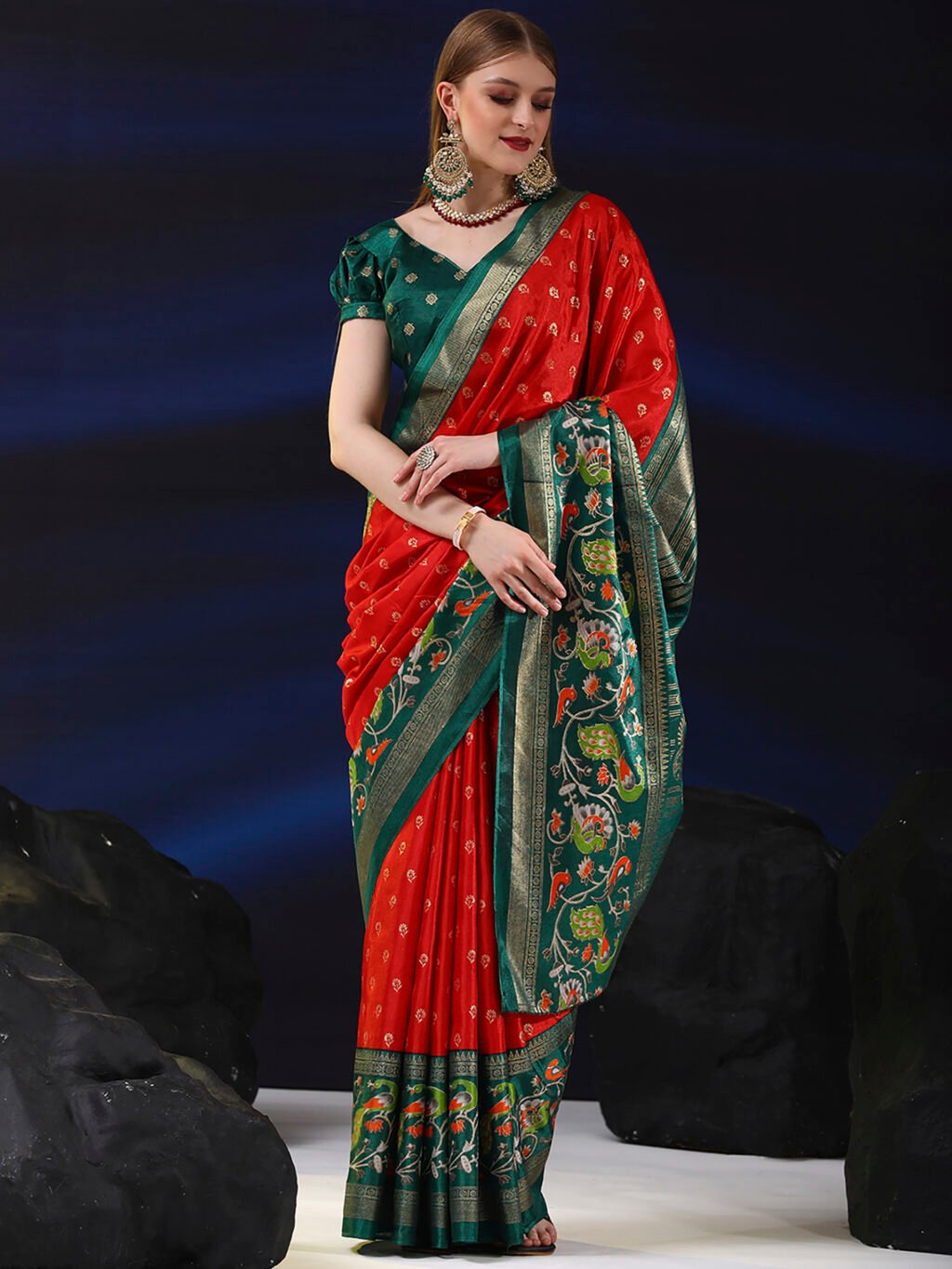Image of Red Silk Saree