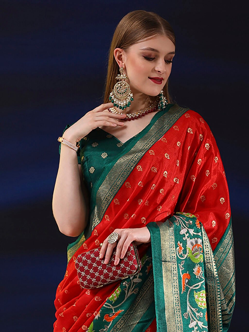Red Silk Saree - Image 4