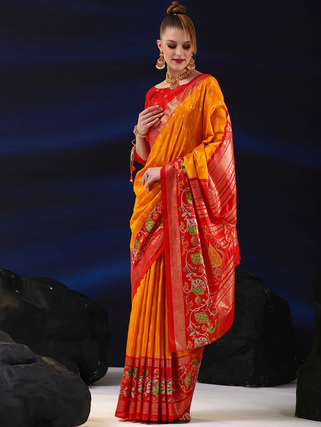 Yellow Silk Saree - Image 3