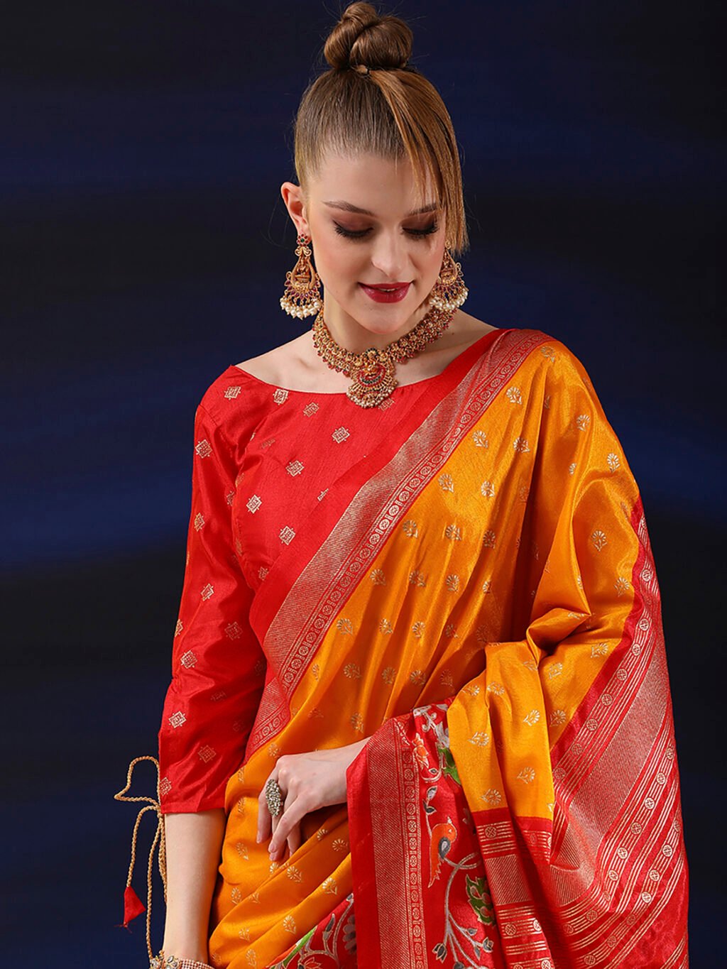 Yellow Silk Saree - Image 4