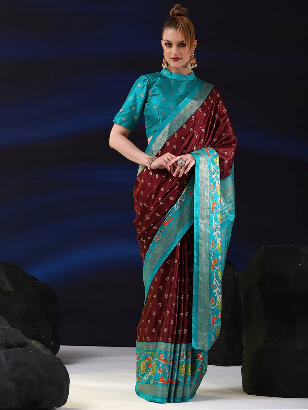 Image of Brown Silk Saree