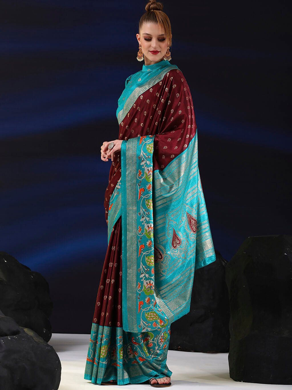 Brown Silk Saree - Image 3