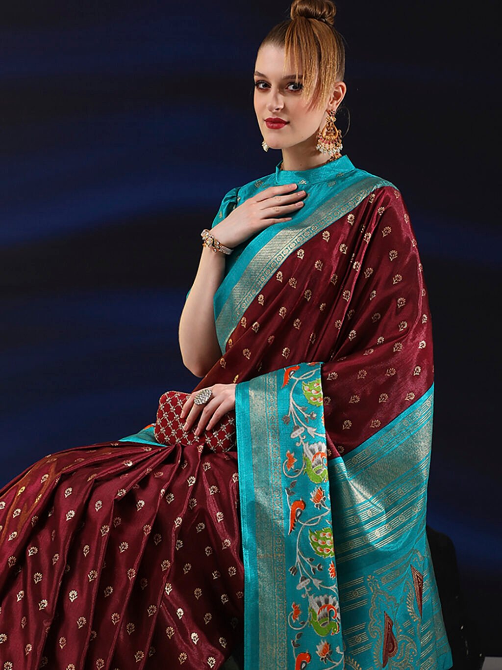 Brown Silk Saree - Image 4