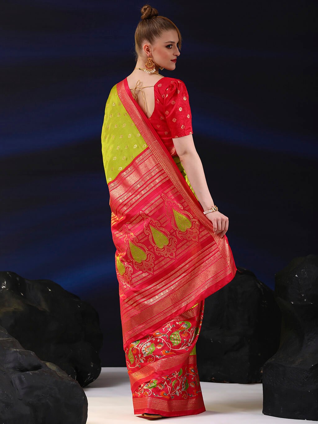 showcasing the beauty and craftsmanship of Silk Saree.