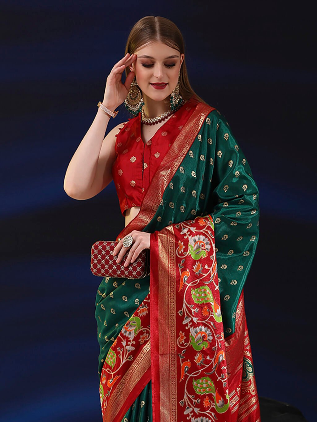 Green Silk Saree - Image 4