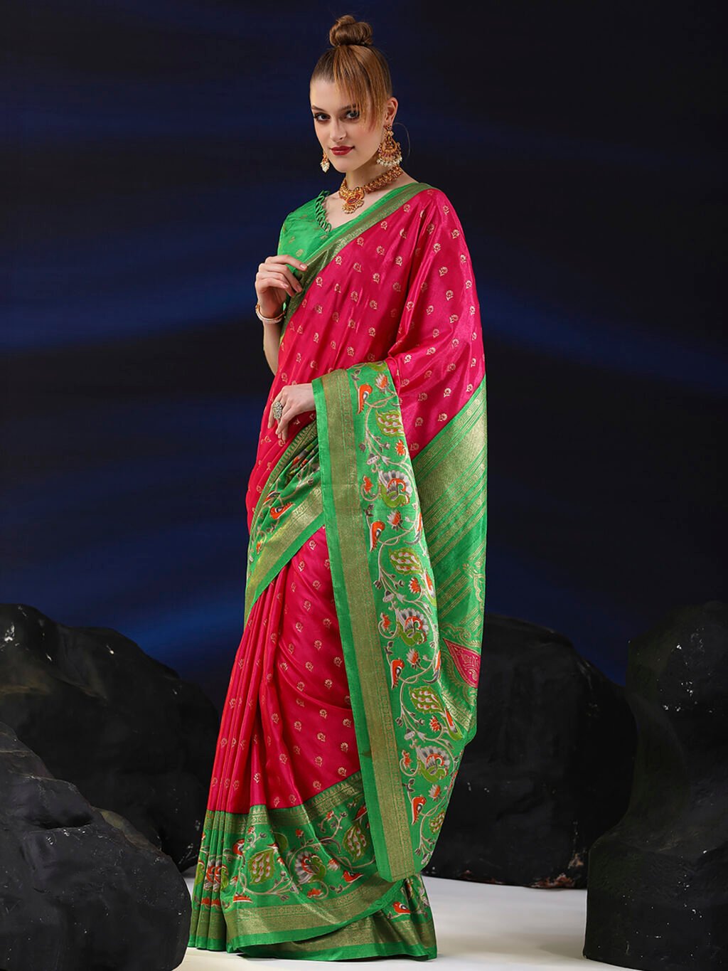 Pink Silk Saree - Image 3