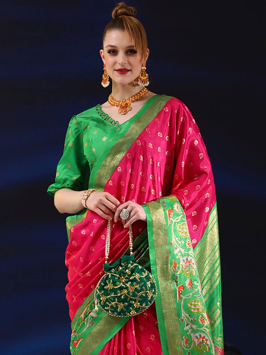 Pink Silk Saree - Image 4