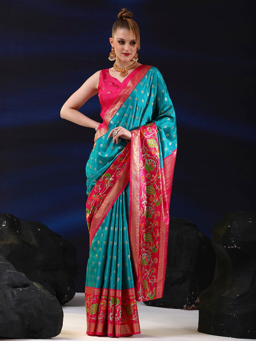 Image of Blue Silk Saree