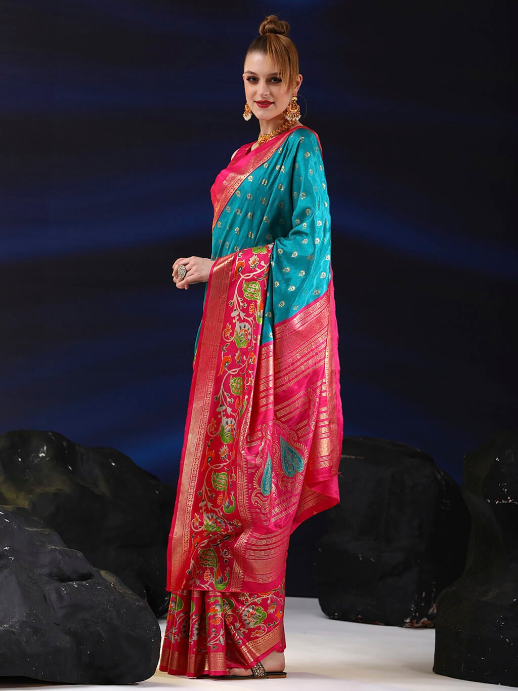 Blue Silk Saree - Image 3