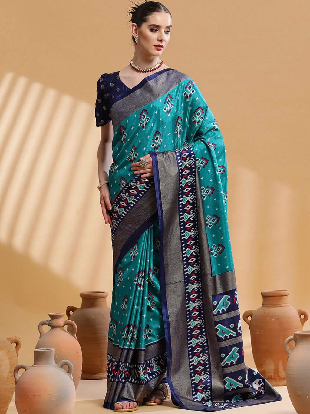 Image of Light Blue Silk Saree