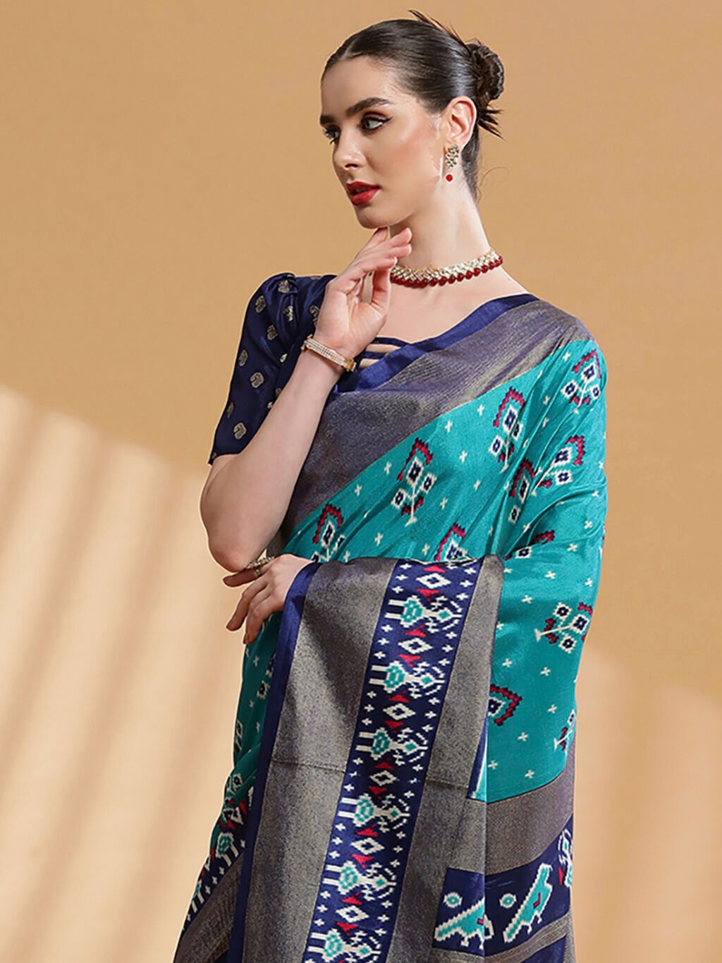 Light Blue Silk Saree - Image 4