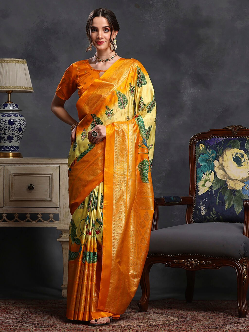 Image of Yellow Silk Saree