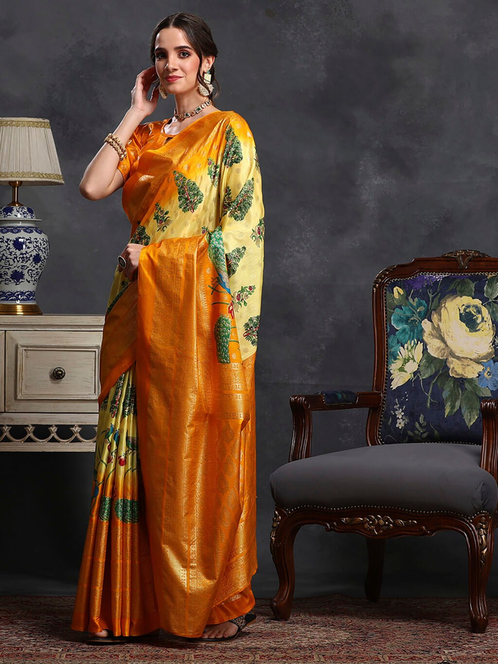 Yellow Silk Saree - Image 3