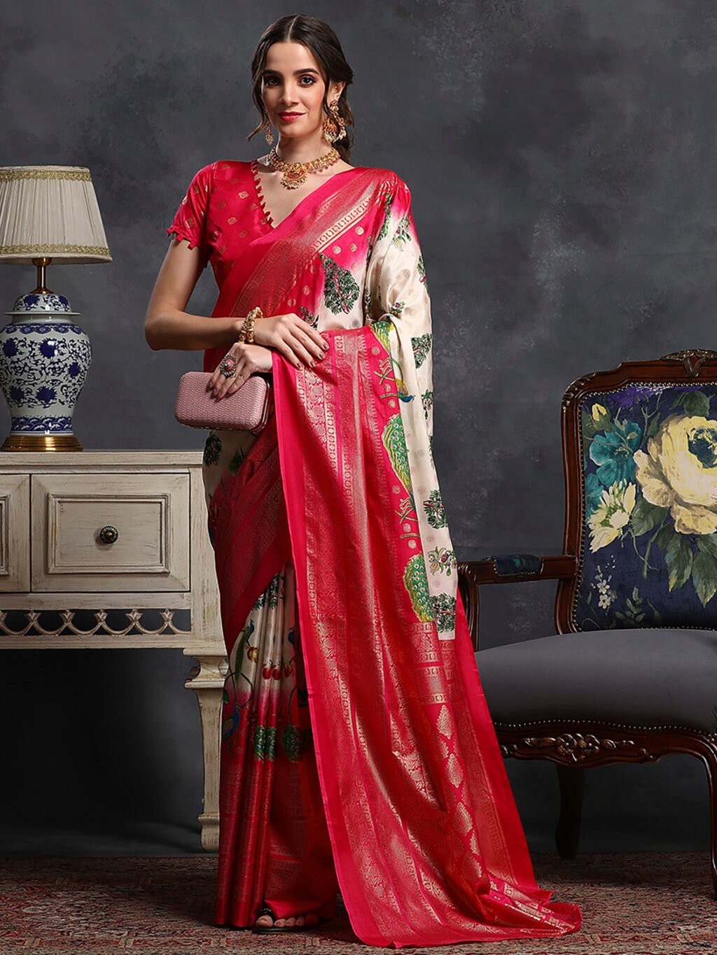 Image of Cream Silk Saree