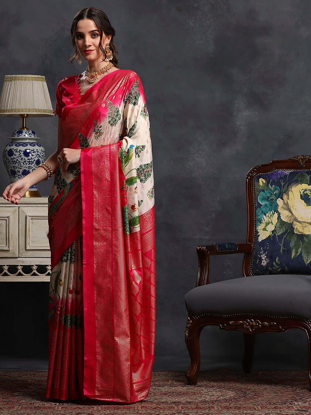 Cream Silk Saree - Image 3