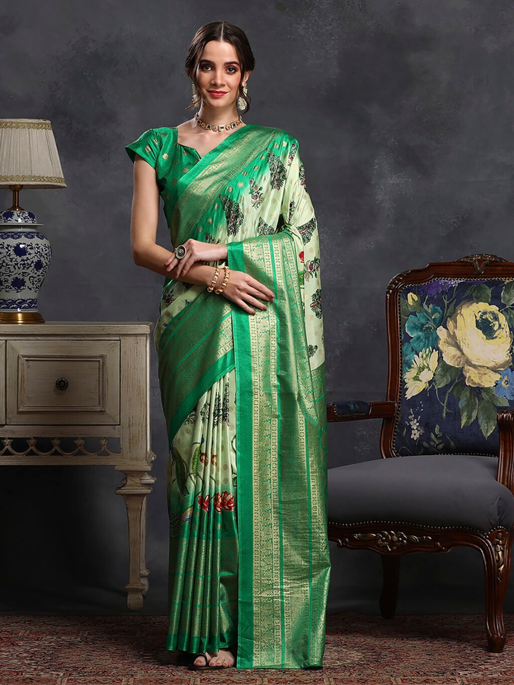 Image of Light Green Silk Saree