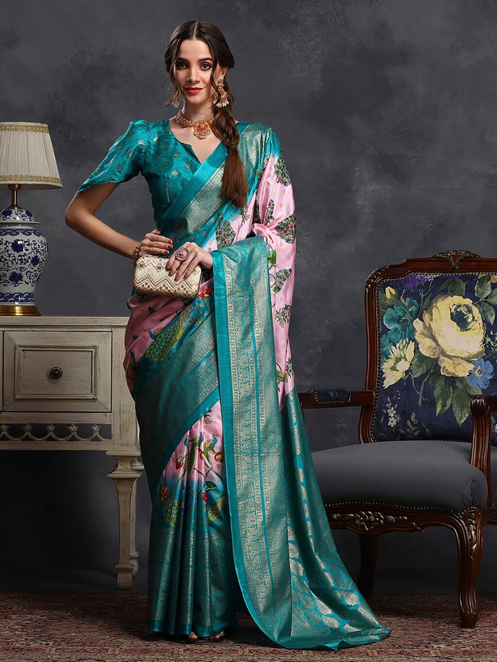 Image of Pink Silk Saree