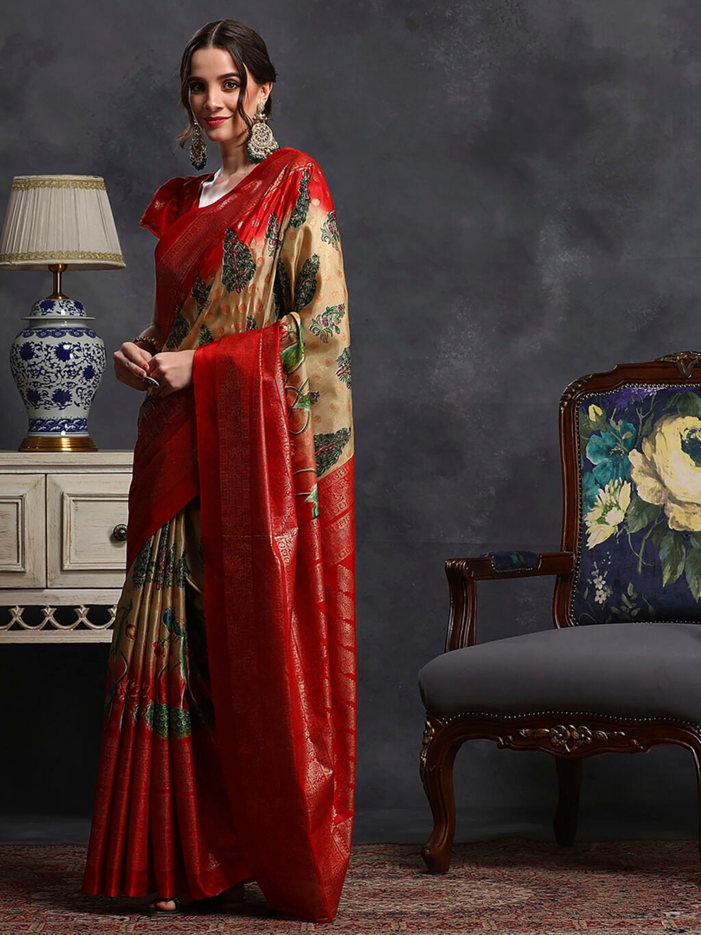 Beige Silk Saree - Image 3