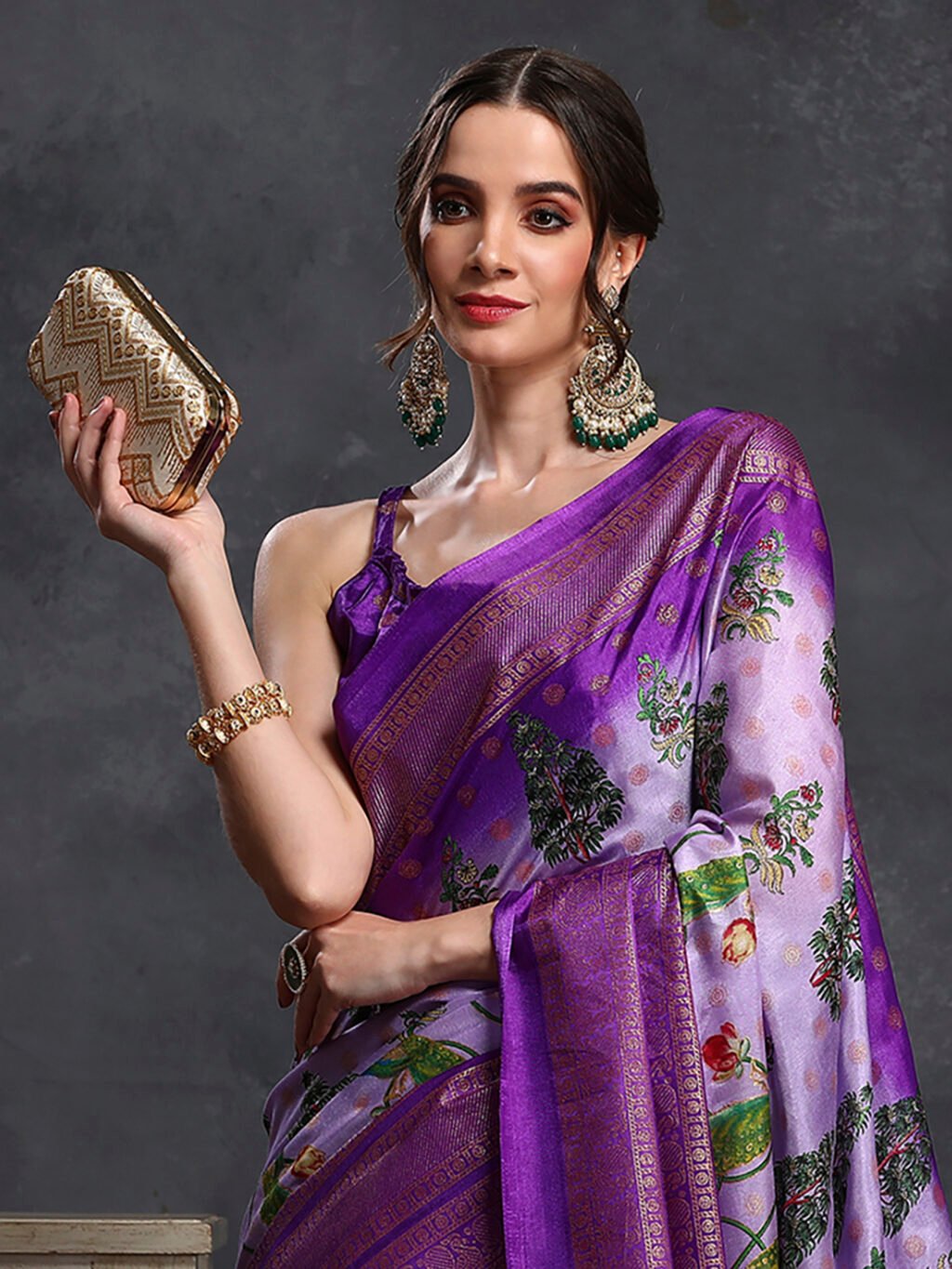 Lavendar Silk Saree - Image 4