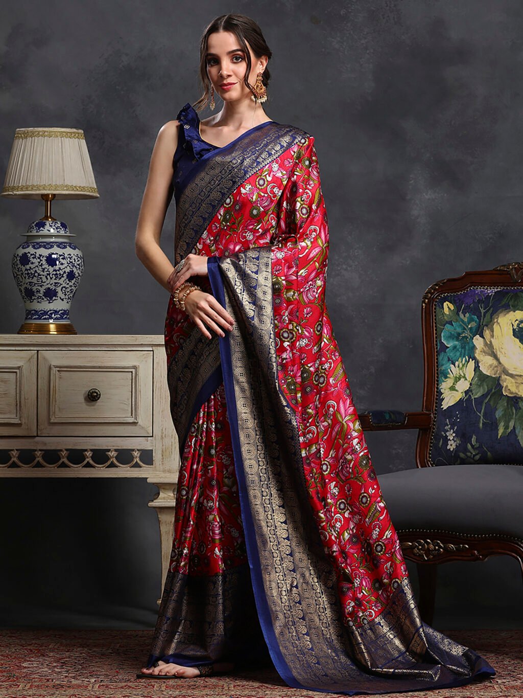 Red Silk Saree - Image 3