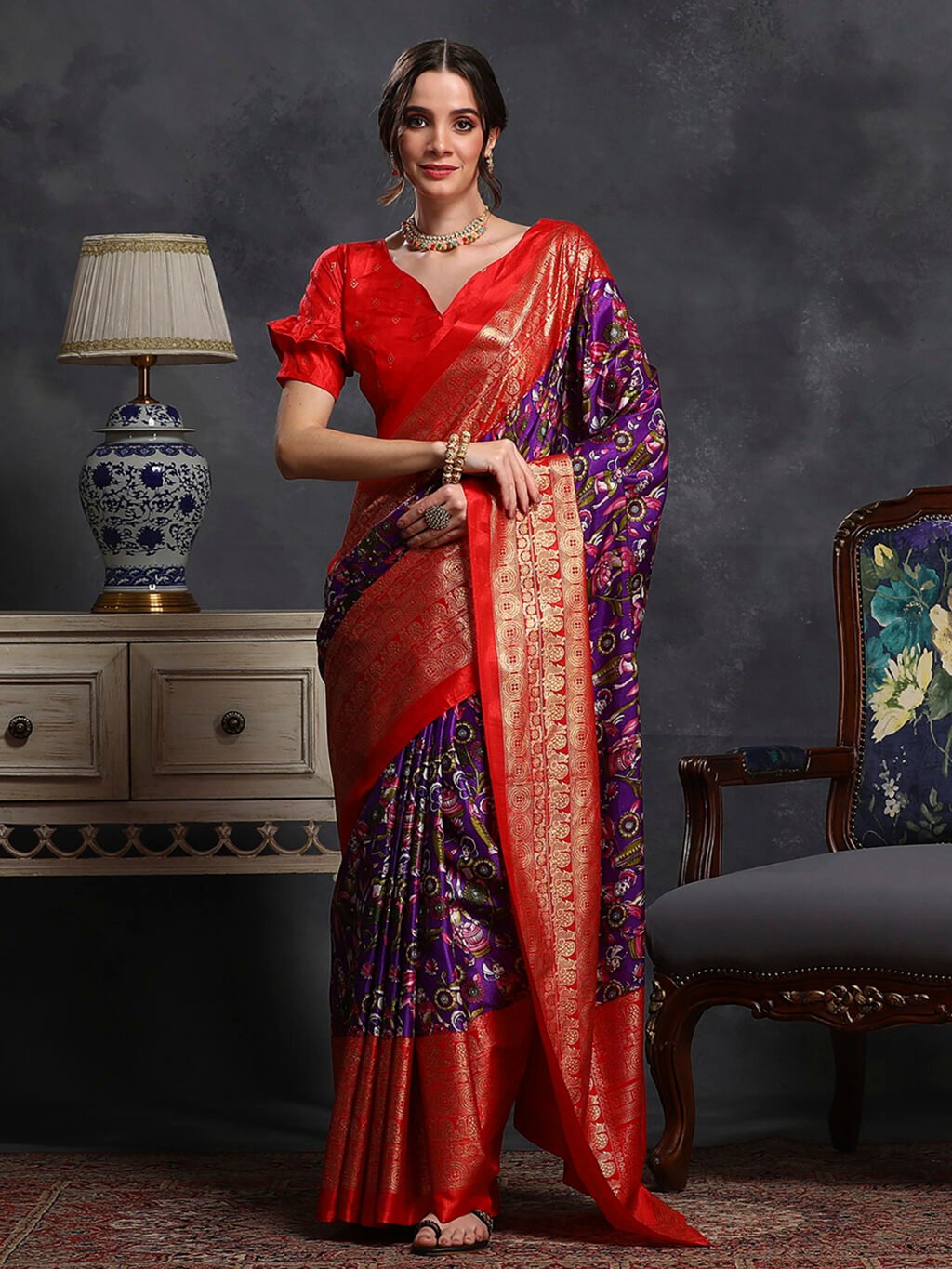 Image of Purple Silk Saree