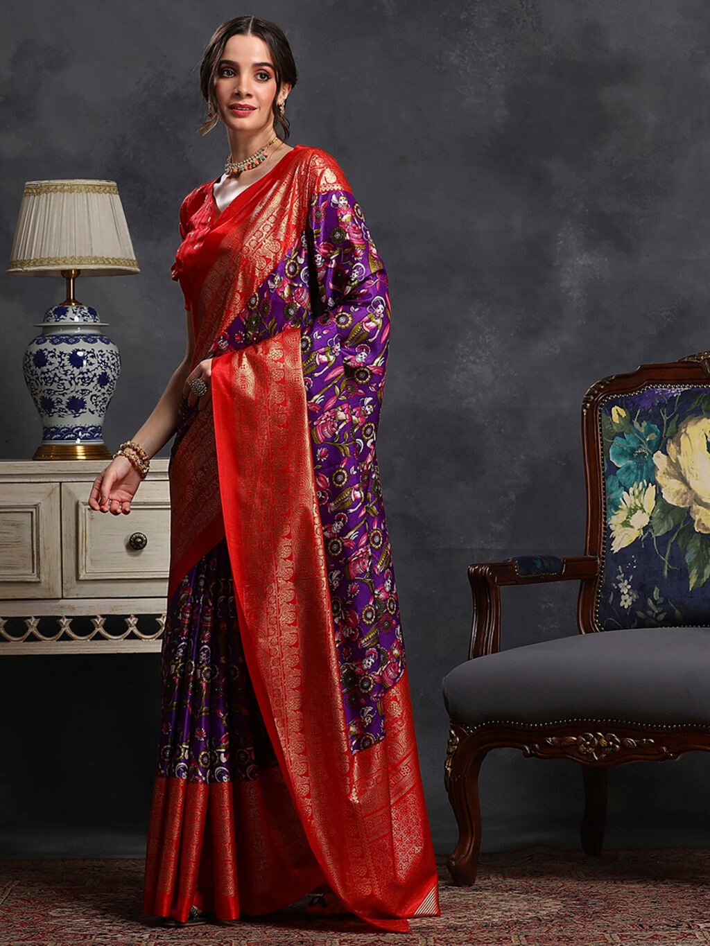 Purple Silk Saree - Image 3