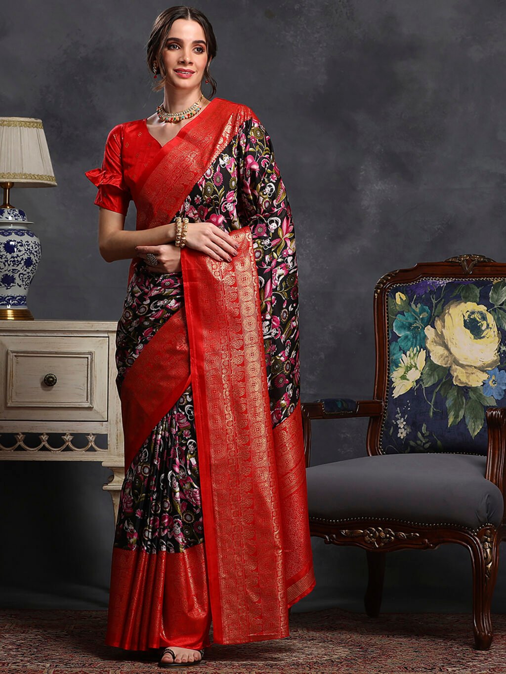 Image of Black Silk Saree