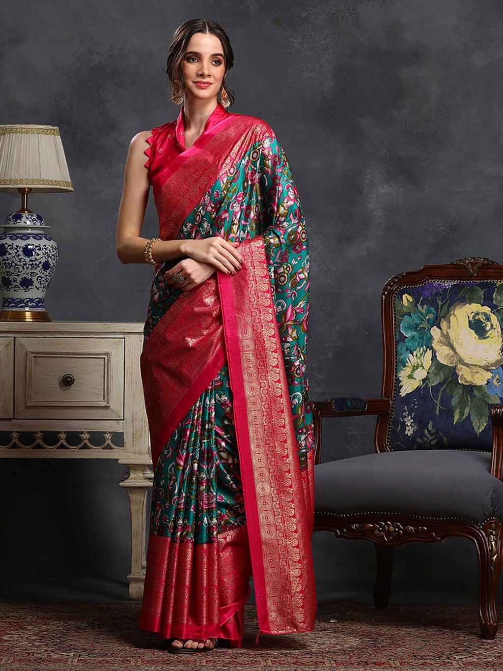 Image of Blue Silk Saree