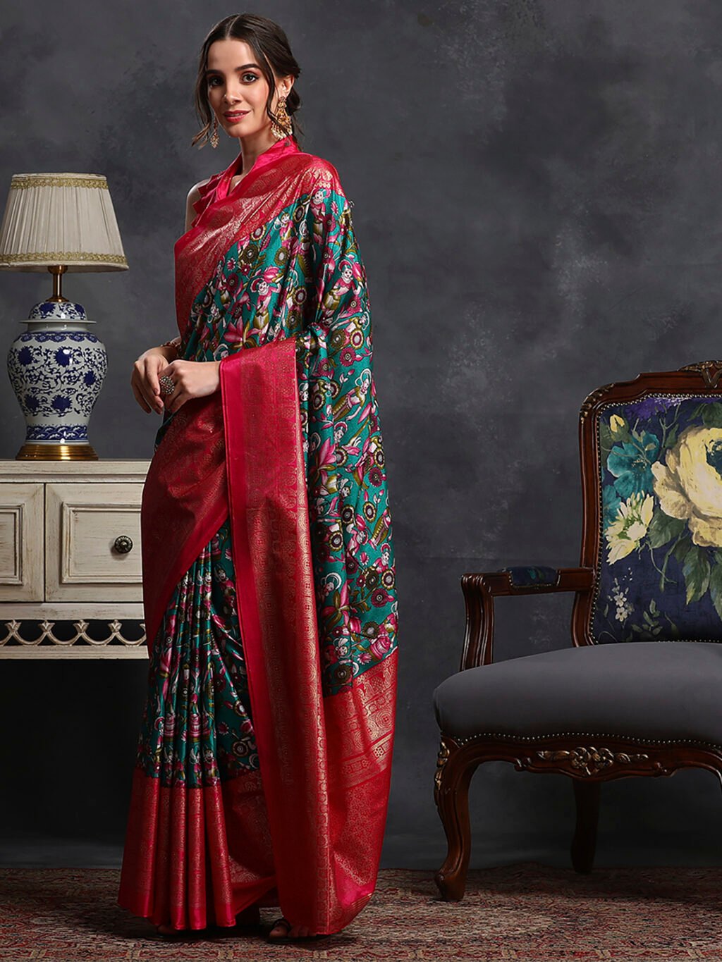 Blue Silk Saree - Image 3