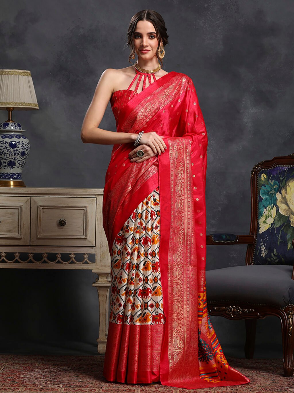 Image of Red Silk Saree