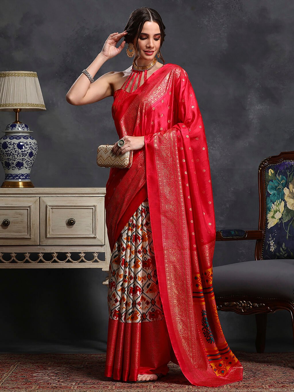 Red Silk Saree - Image 3