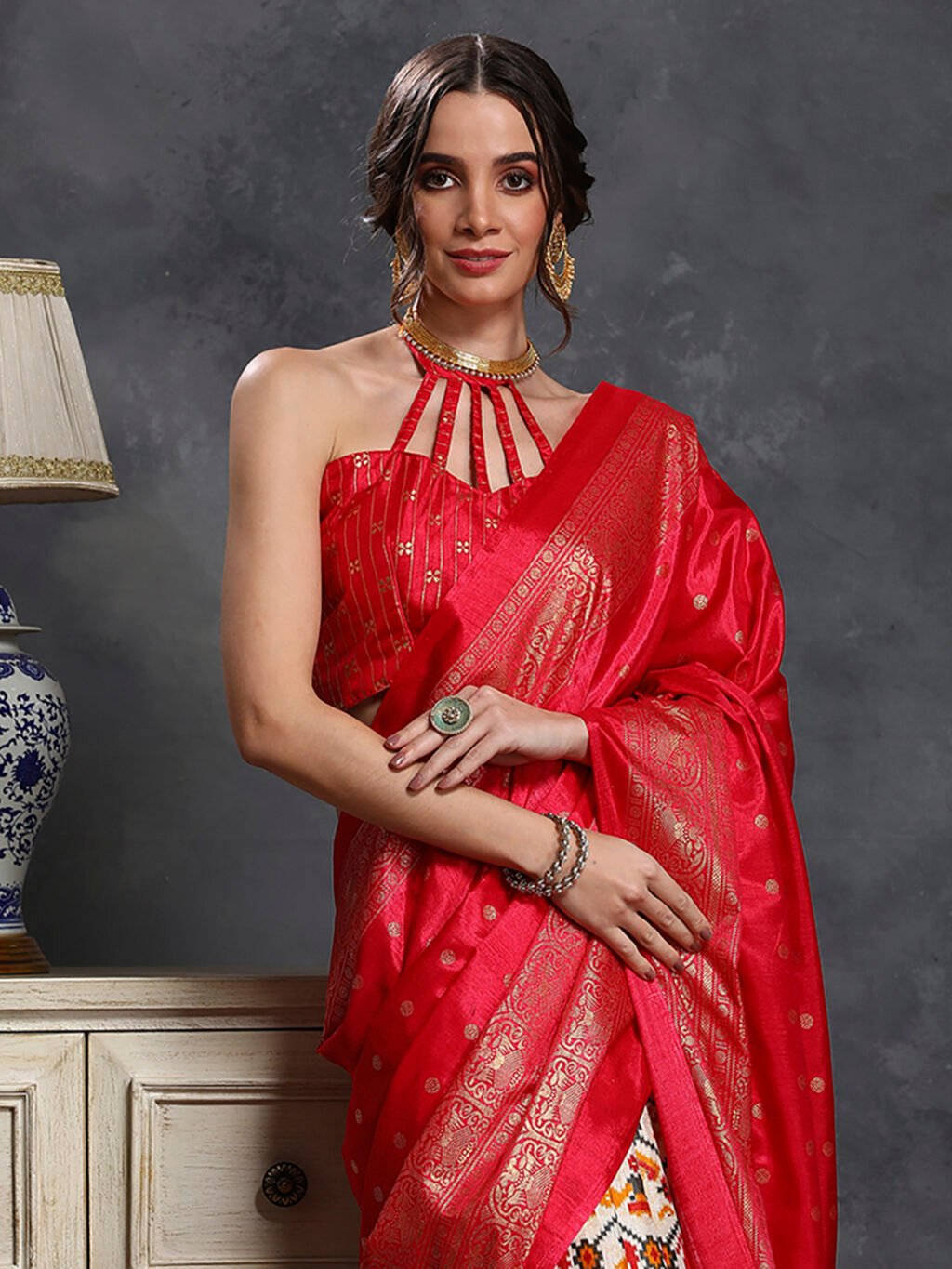 Red Silk Saree - Image 4