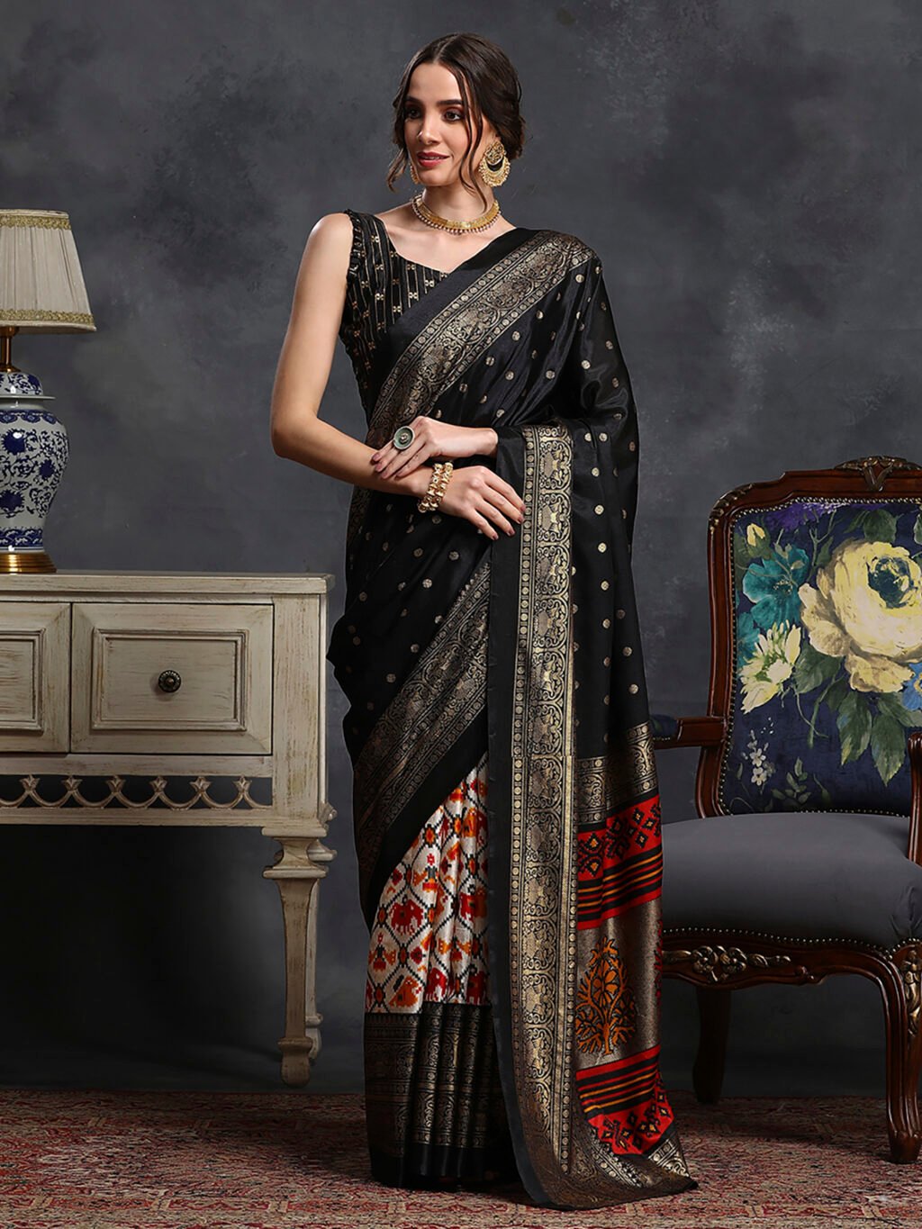 Image of Black Silk Saree