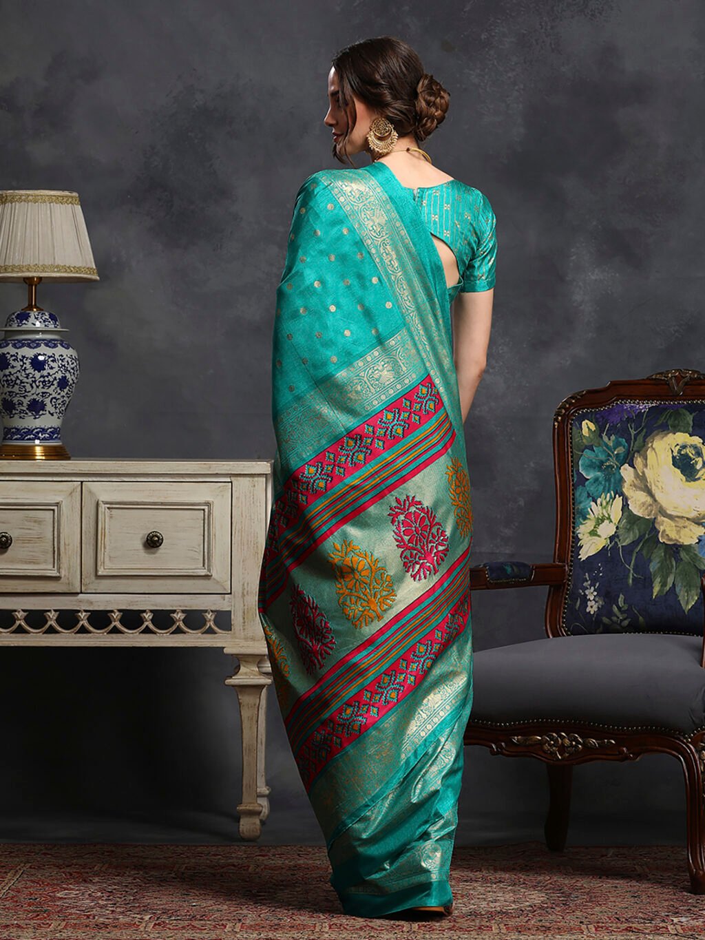 showcasing the beauty and craftsmanship of Party Wear Saree.