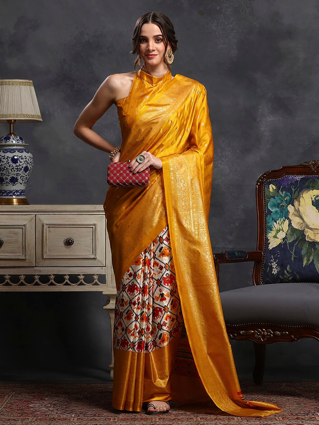 Image of Yellow Silk Saree