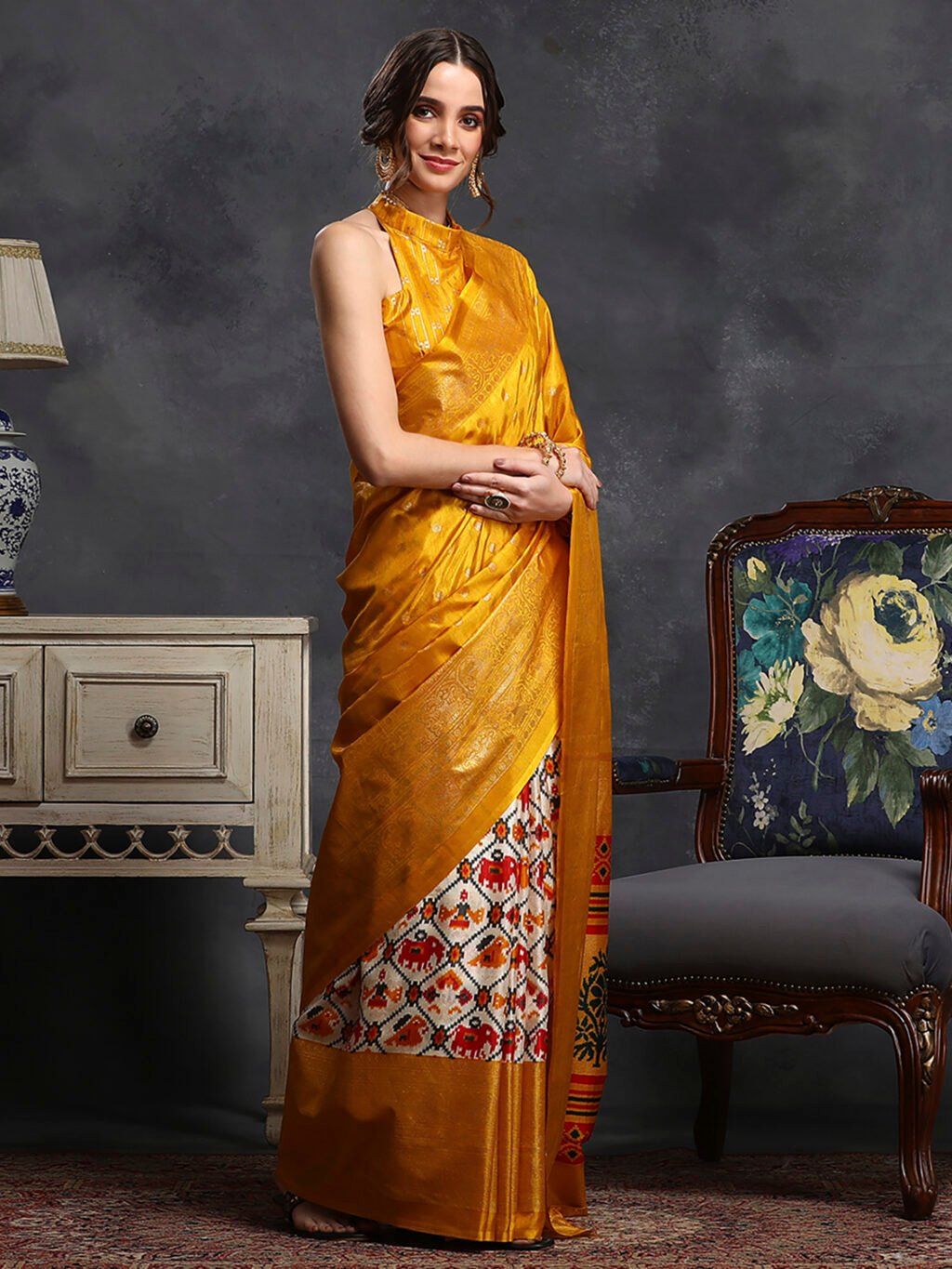 Yellow Silk Saree - Image 3