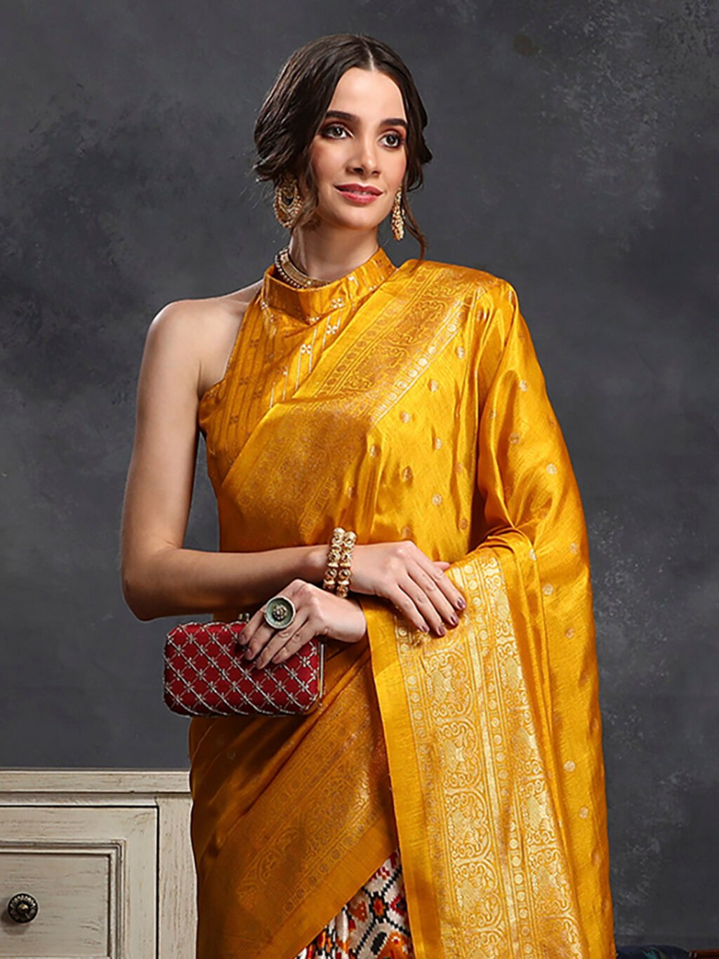 Yellow Silk Saree - Image 4