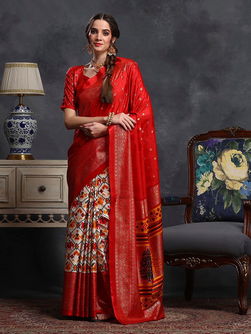 Image of Red Silk Saree