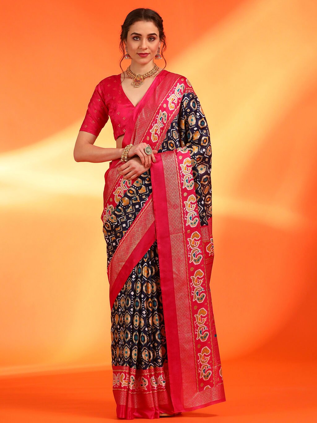 Image of Navy Blue Silk Saree