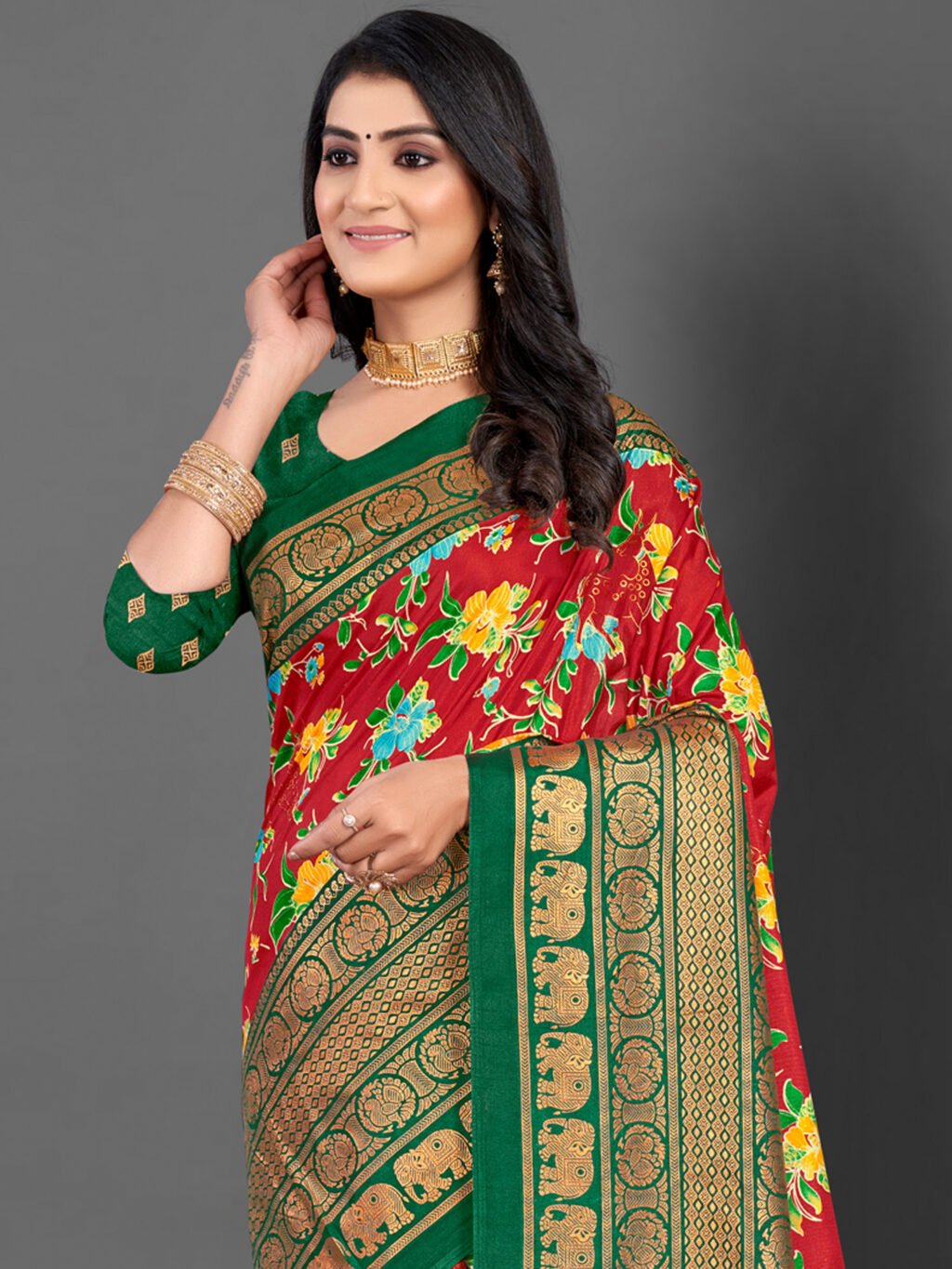 showcasing the beauty and craftsmanship of Festive Saree.