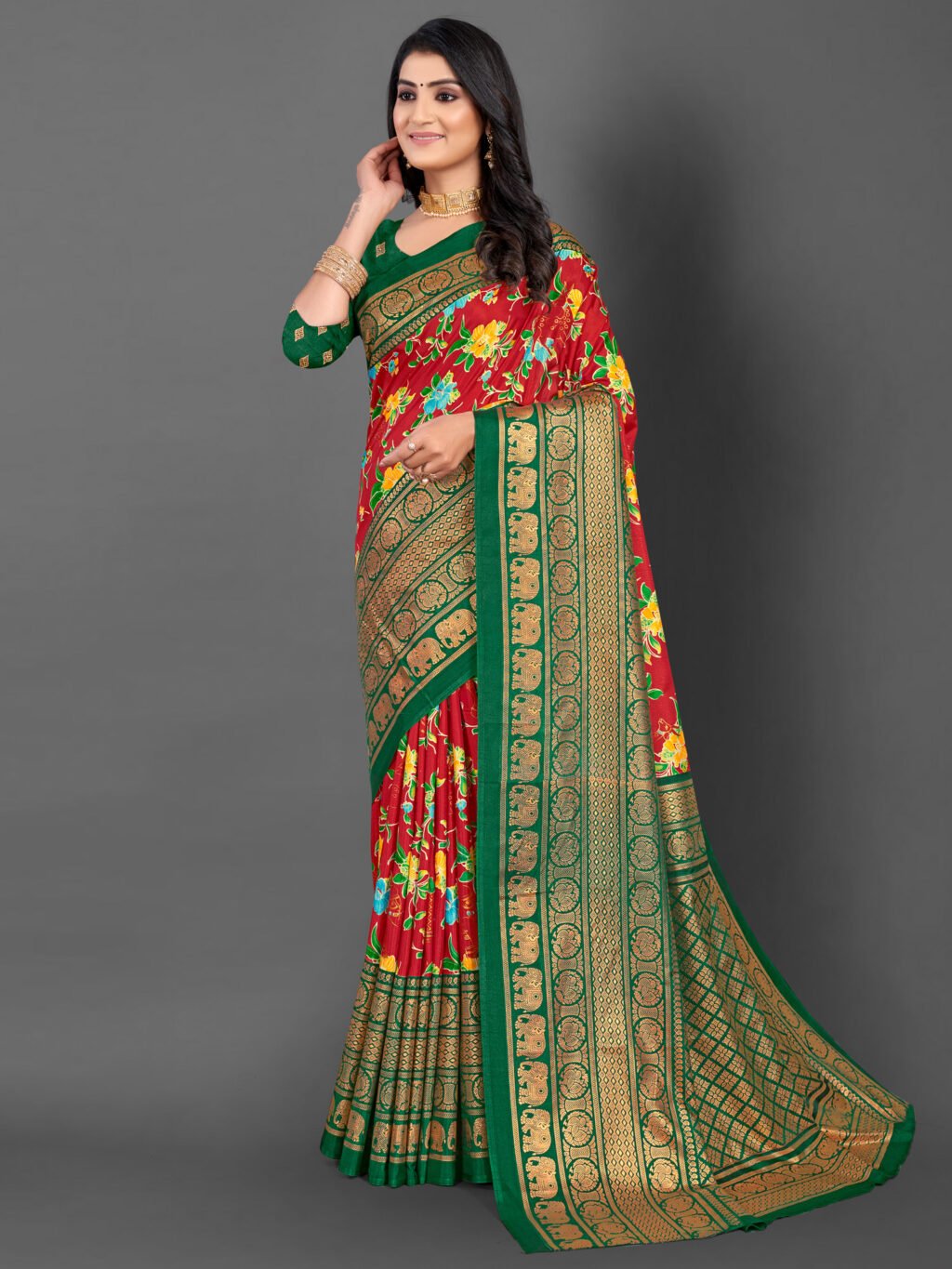 Image of Red Silk Saree