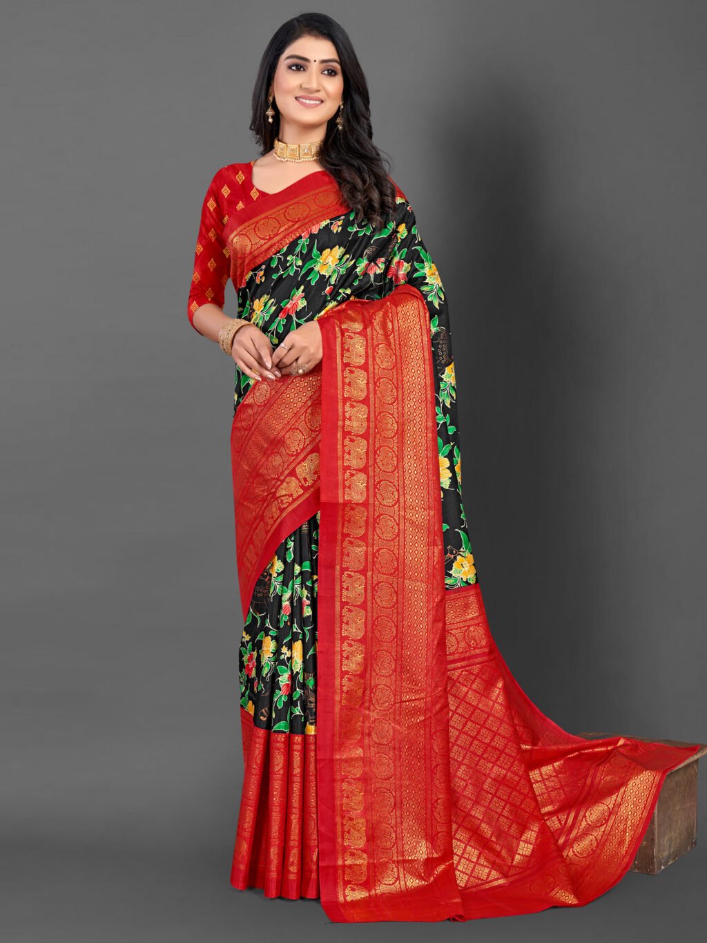 Image of Black Silk Saree