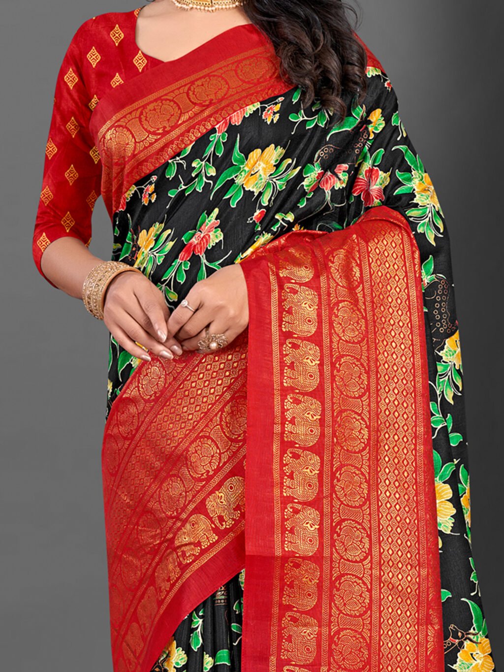 Black Silk Saree - Image 3