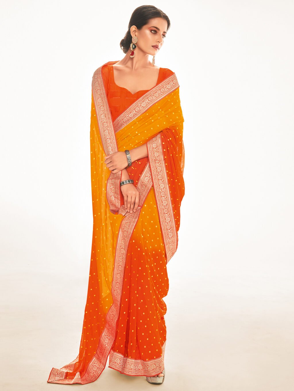 Image of Mustard Silk Saree