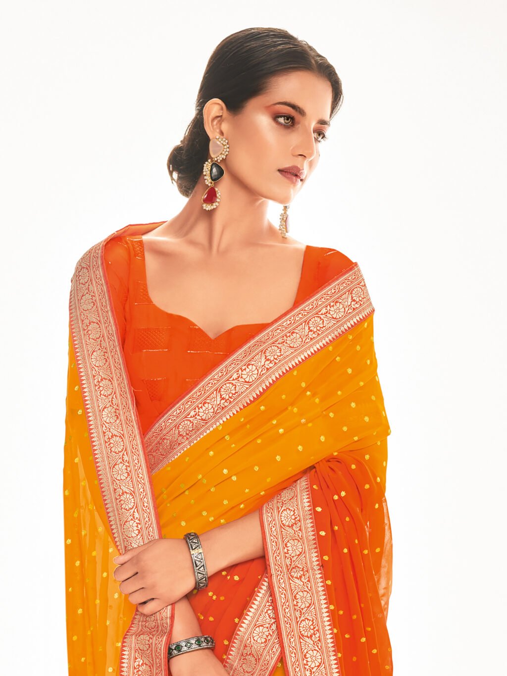 Mustard Silk Saree - Image 3