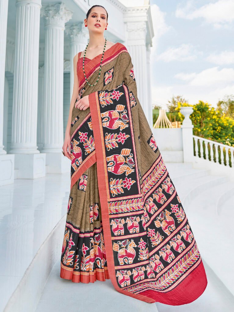 Image of Olive Cotton Saree
