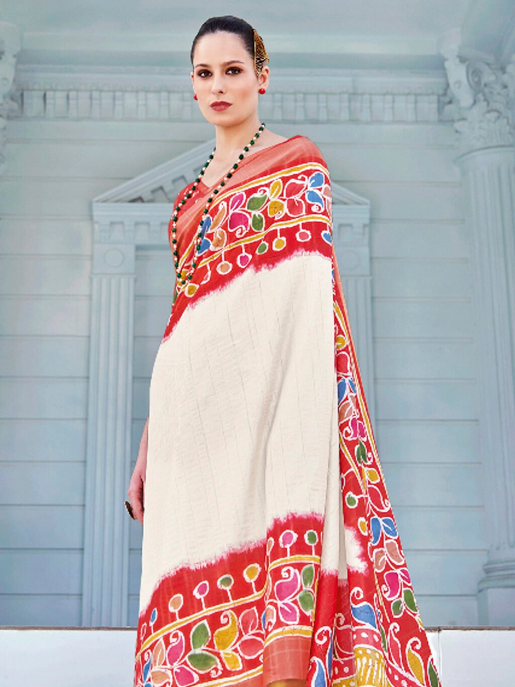 White Cotton Saree - Image 3