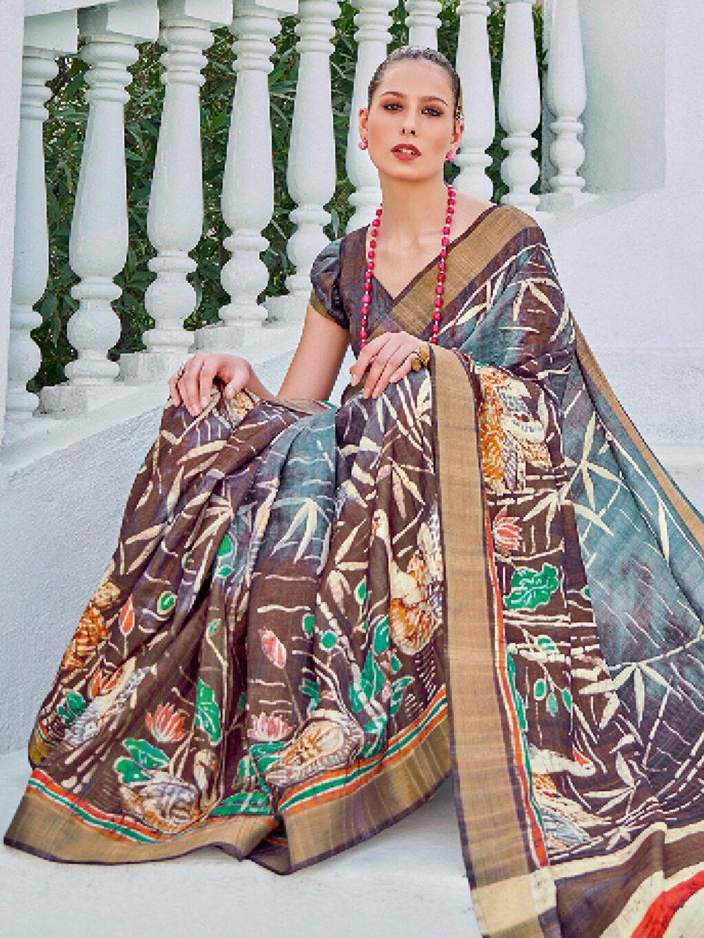 Brown Cotton Saree - Image 4